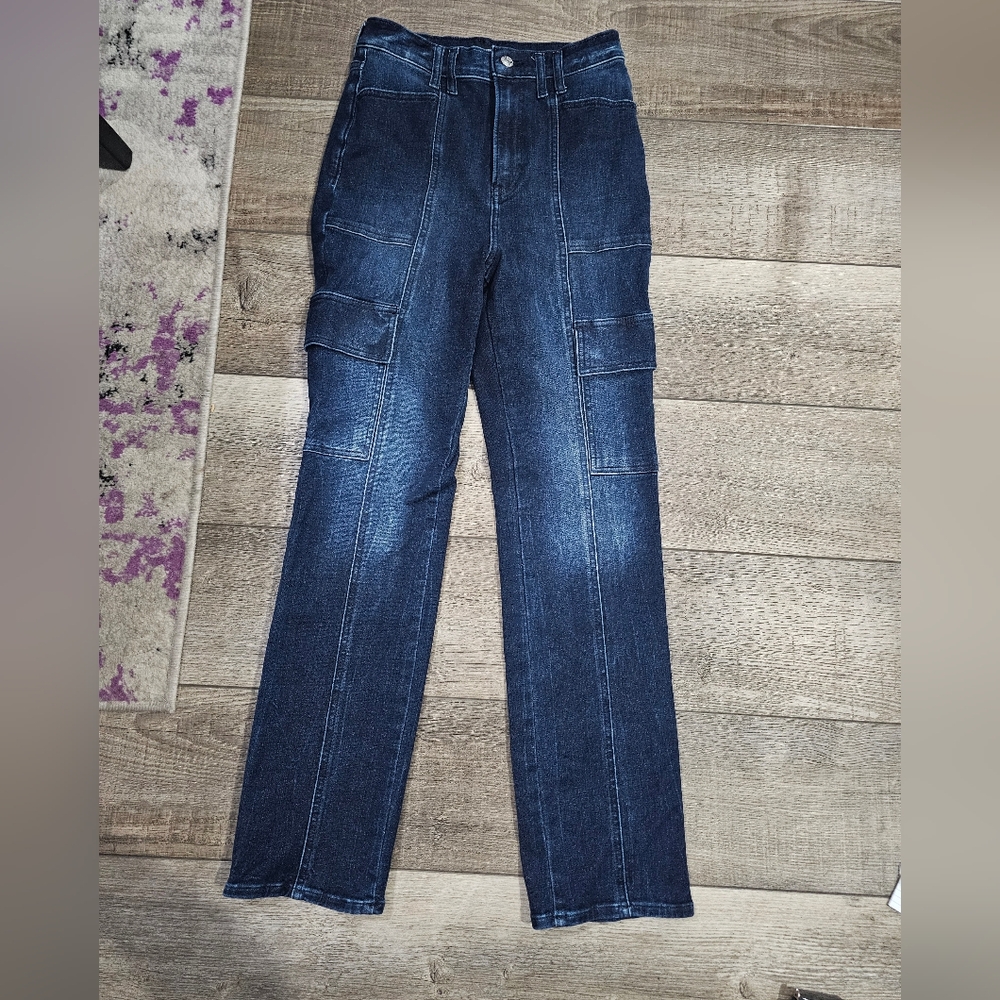 Express 90s Slim Super High Rise Cargo Jeans size 4R
